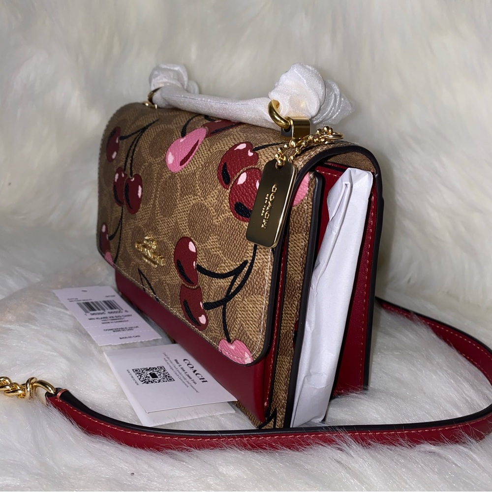 Coach Cherry 🍒 print signature Klare mini purse New - Picture 14 of 15